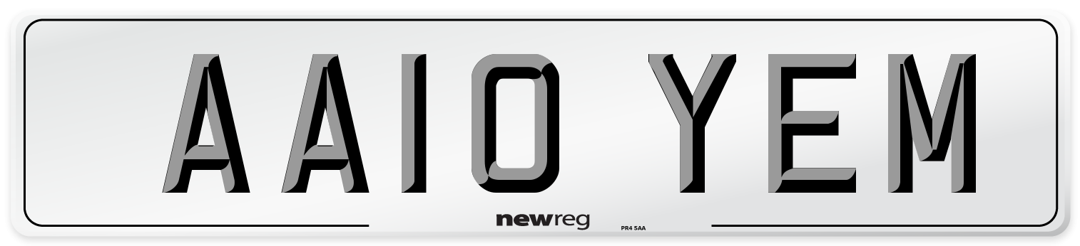 AA10 YEM Number Plate from New Reg
